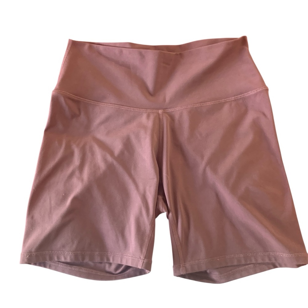 Pink High-Waisted Bike Shorts with Glossy Finish